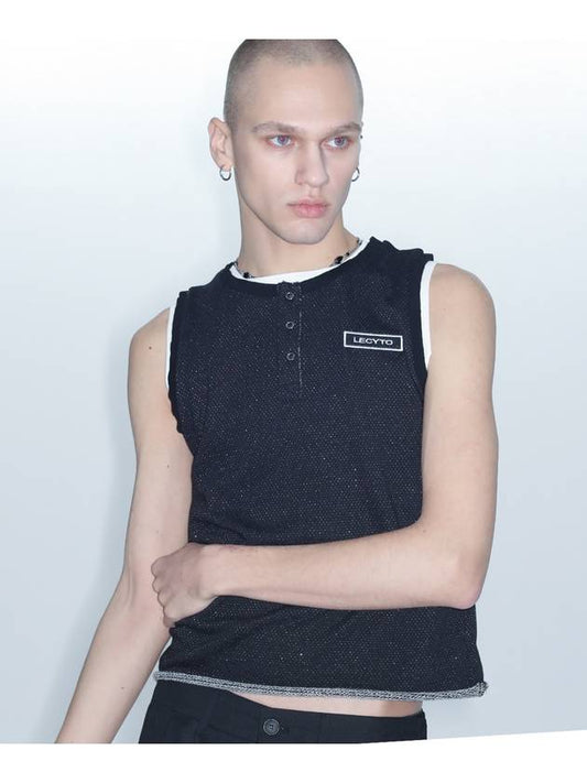 Vintage Shining Henley Sleeveless_BLACK - LECYTO - BALAAN 1