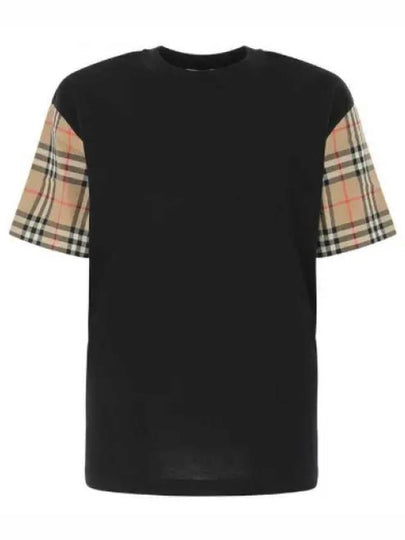 Vintage Check Sleeve Cotton Oversized T-shirt Black - BURBERRY - BALAAN 2