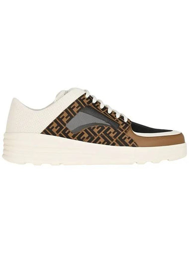 Men's FF Pattern Logo Low Top Sneakers White - FENDI - BALAAN 1