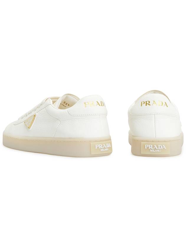 Leather Low Top Sneakers Ivory - PRADA - BALAAN 7