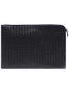 Intrecciato Weaving Zipper Clutch Bag Grey - BOTTEGA VENETA - BALAAN 5