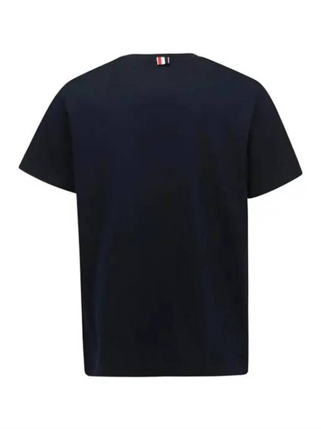 Men's Side Slit Relaxed Short Sleeve T-Shirt Navy - THOM BROWNE - BALAAN 3