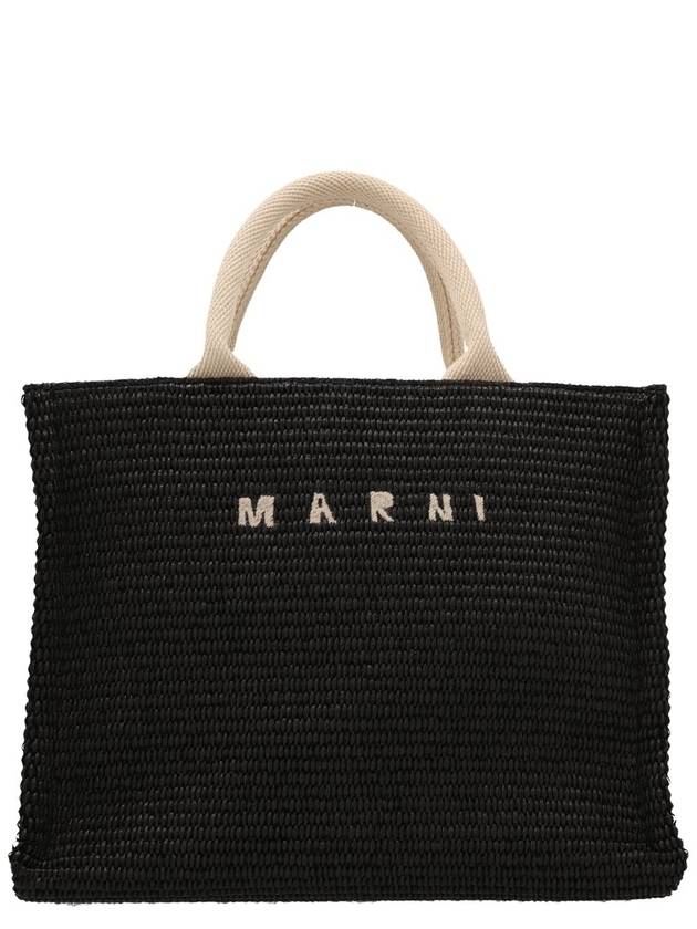 Small Raffia East West Tote Bag Black - MARNI - BALAAN 2