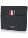 Pebble Calfskin 4-Bar Applique Note Card Wallet Navy - THOM BROWNE - BALAAN 3