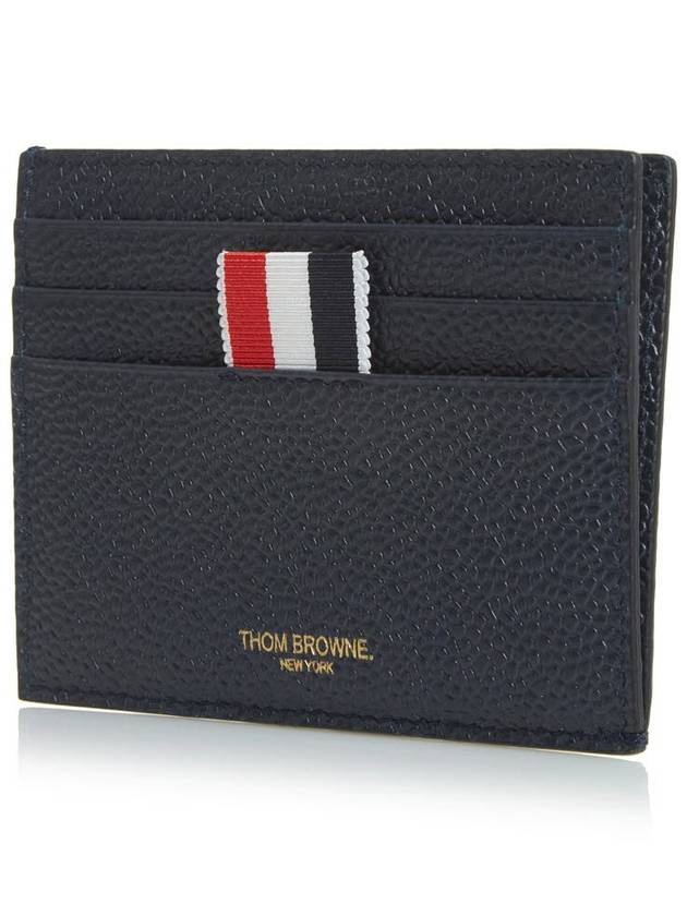 Pebble Calfskin 4-Bar Applique Note Card Wallet Navy - THOM BROWNE - BALAAN 3