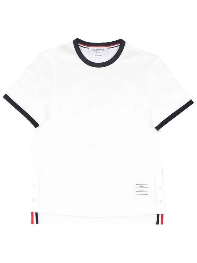 Asymmetric Hem Short Sleeve T-Shirt White - THOM BROWNE - BALAAN 2