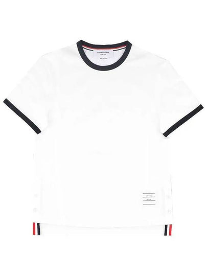 Asymmetric Hem Short Sleeve T-Shirt White - THOM BROWNE - BALAAN 2