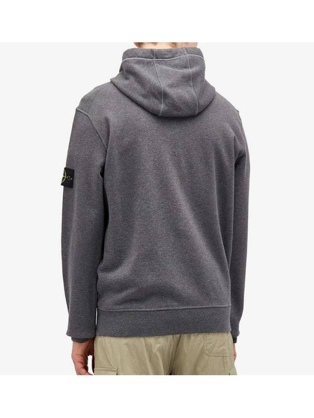 Cotton Fleece Garment Dyed Hoodie Dark Grey Melange - STONE ISLAND - BALAAN 4