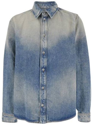 Light Blue Shirt With Used Effect In Denim Man - AMIRI - BALAAN 1