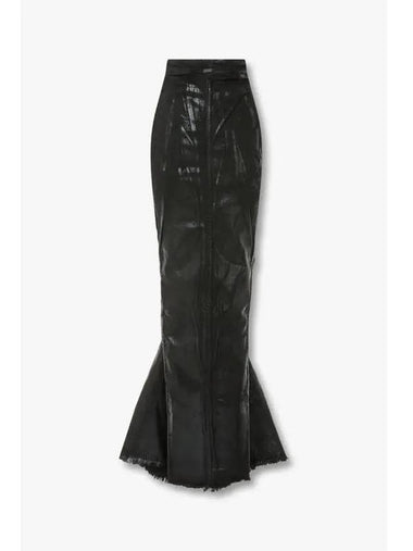 WOMEN Glitter Filler Denim Skirt Black - RICK OWENS - BALAAN 1