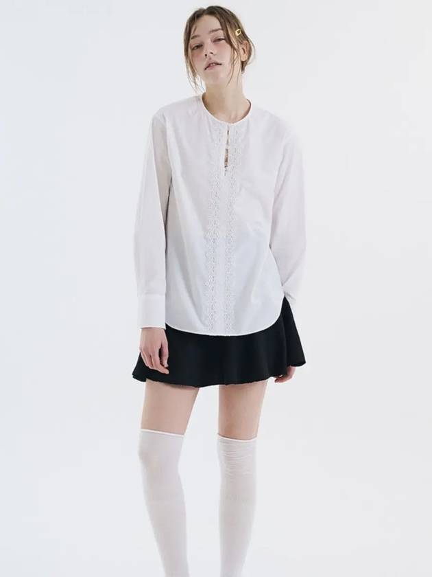 Lace round neck shirt white 0101 - VOYONN - BALAAN 9