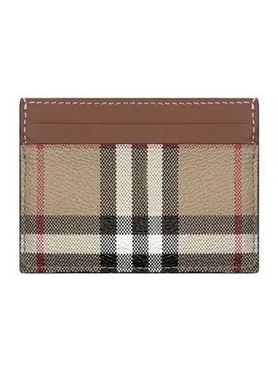 Check Print Leather Card Holder Beige - BURBERRY - BALAAN 2