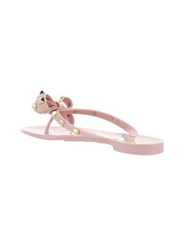 Ribbon Rockstud Flip Flops Water Rose - VALENTINO - BALAAN 4