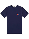 Double Heart Wappen Short Sleeve T-Shirt Navy - COMME DES GARCONS - BALAAN 1