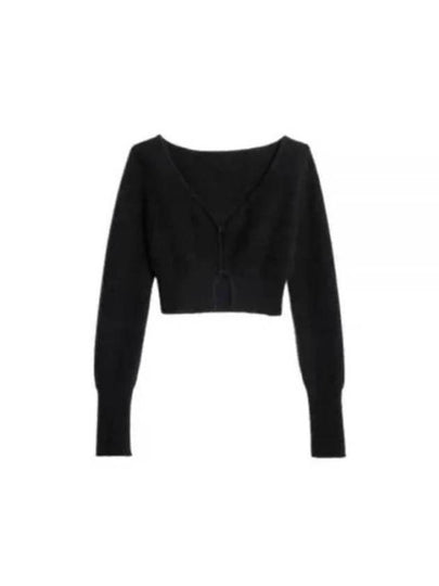 Le Alzou Cropped Mohair Cardigan Black - JACQUEMUS - BALAAN 2