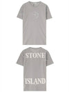 Men's Compass Embroidery Back Lettering Short Sleeve T-Shirt Grey - STONE ISLAND - BALAAN 5