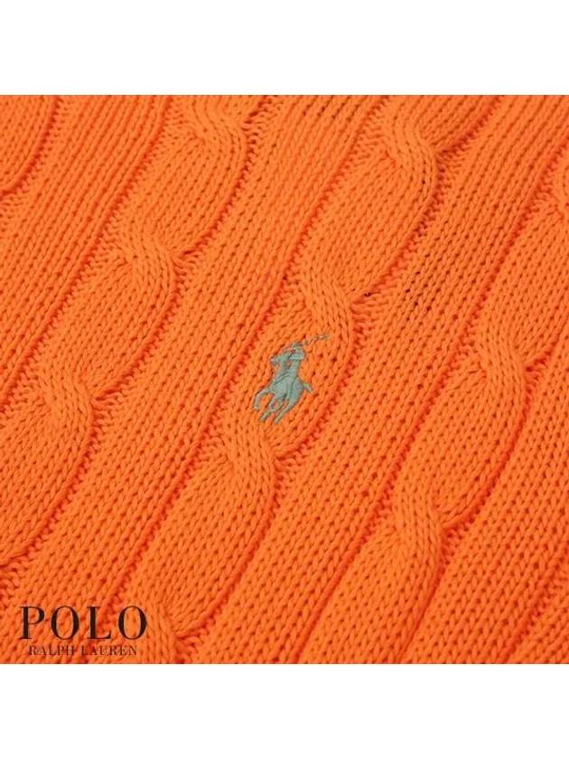 Women's Pony Embroidery Cable Knit Top Orange - POLO RALPH LAUREN - BALAAN 5