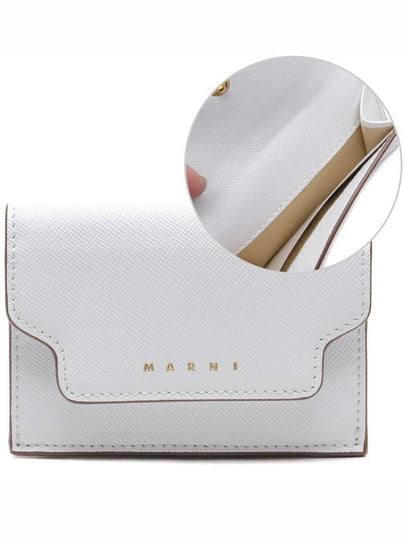 Saffiano Leather Trifold Half Wallet White - MARNI - BALAAN 2