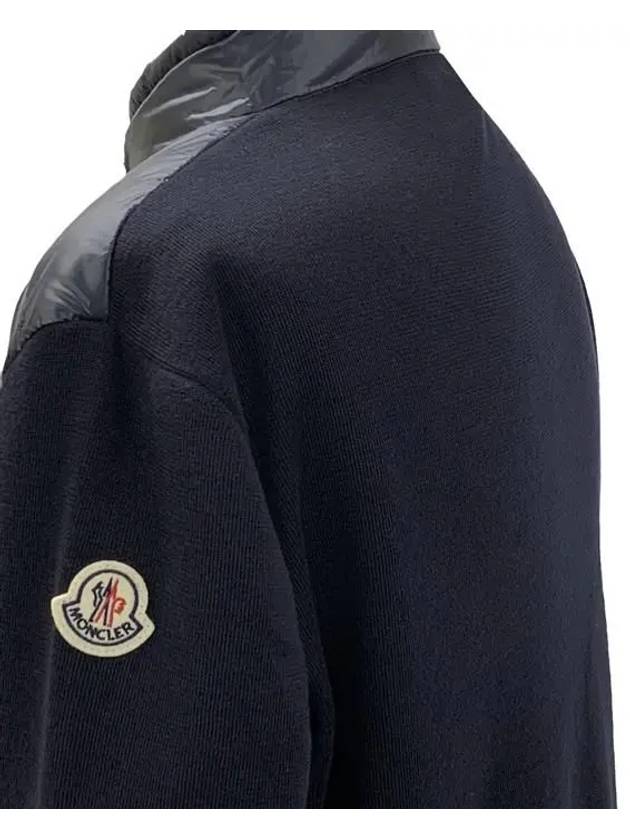 Logo Patch Padded Zip-Up Cardigan Blue - MONCLER - BALAAN 6