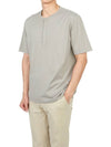 Men's Henry Neck Cotton Short Sleeve T-Shirt Grey - TEN C - BALAAN 6