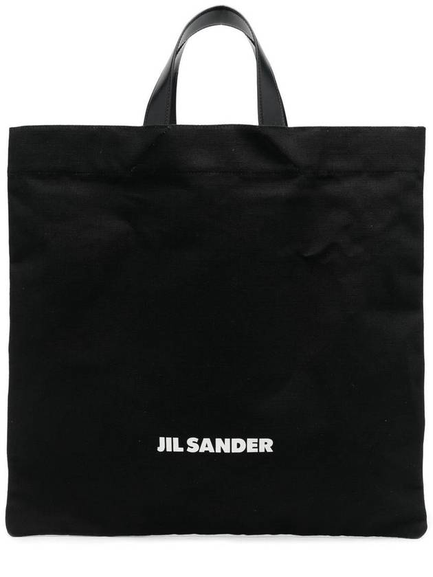 Logo Print Square Canvas Tote Bag Black - JIL SANDER - BALAAN 2