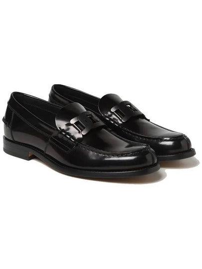 Men's Leather Metal Chain Loafers Black - TOD'S - BALAAN 2