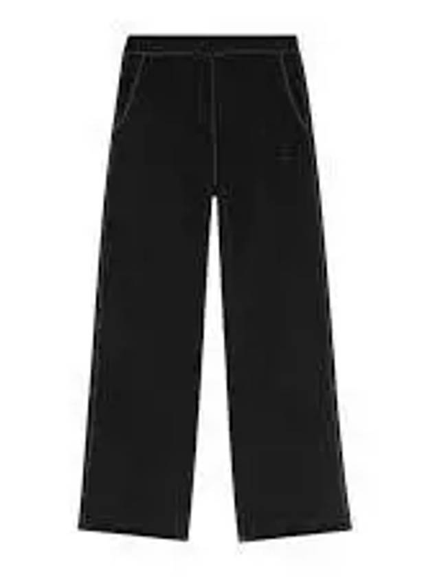 Embroidered Logo Cotton Wide Pants Black - GANNI - BALAAN 2