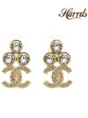 Immediate domestic departure CC logo triple crystal earrings champagne gold ABA508 - CHANEL - BALAAN 3