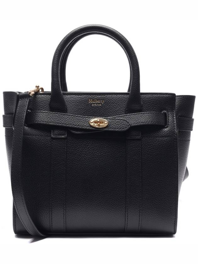 Bayswater Zipped Mini Classic Grain Tote Bag Black - MULBERRY - BALAAN 2