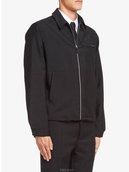 Shirt Collar Zip Up Jacket Black - PRADA - BALAAN 2