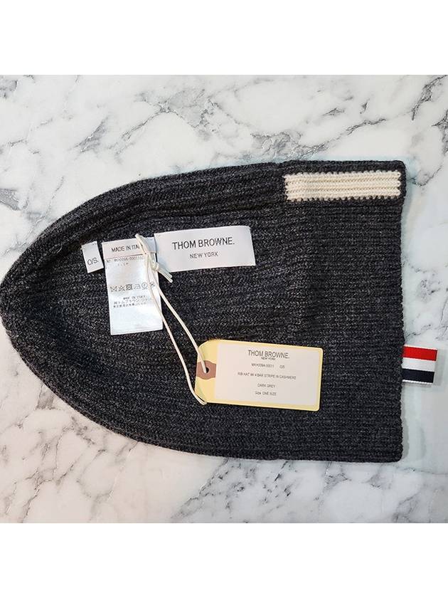 4 Bar Stripe Cashmere Beanie Grey - THOM BROWNE - BALAAN 6