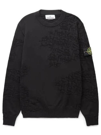 Soft Cotton Crewneck Knit Sweatshirt Black - STONE ISLAND - BALAAN 2