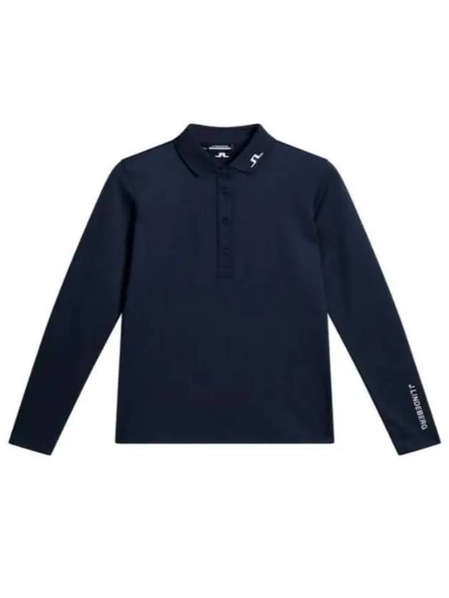 Women's Tour Tech Long Sleeve Polo Shirt Navy - J.LINDEBERG - BALAAN 2