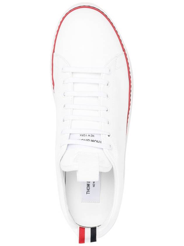 Tennis Vitello Calf Leather Low Top Sneakers White - THOM BROWNE - BALAAN 5