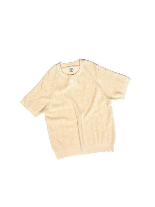 Men's Waffle Raglan Short Sleeve Knit Beige I2SN01BE - IOEDLE - BALAAN 2