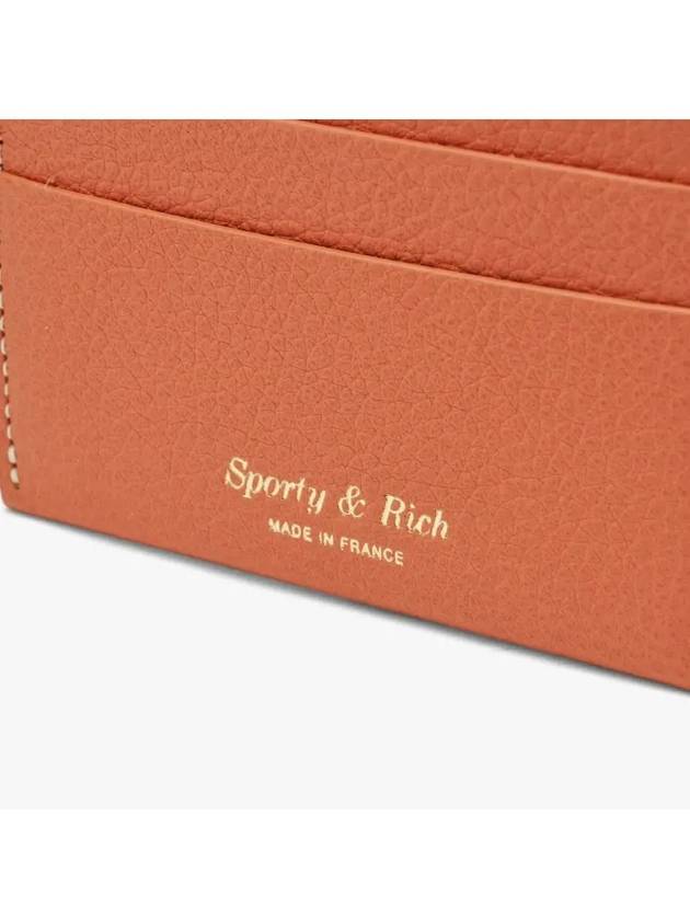 Logo Stamp Grained Leather Card Holder Coral - SPORTY & RICH - BALAAN 4