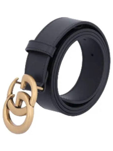 Marmont double buckle leather belt black - GUCCI - BALAAN 1