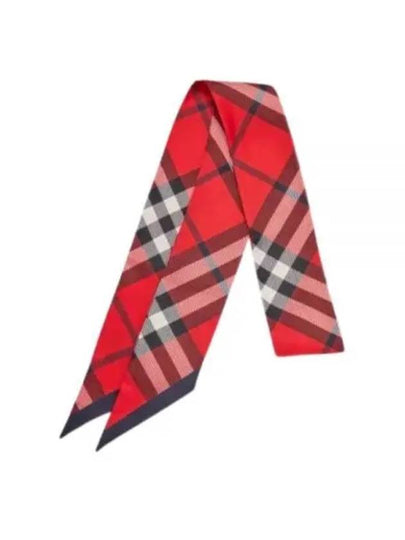 Check Pattern Silk Scarf Red - BURBERRY - BALAAN 2