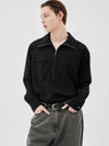 Wool Half Zip-Up Long Sleeve Shirt Black - MUILL - BALAAN 2