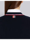 three-stripe trim ribbed cashmere V-neck cardigan - THOM BROWNE - BALAAN.