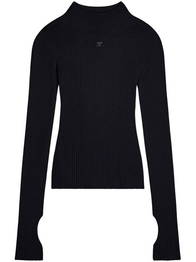 Courrèges Black Ribbed Jumper - COURREGES - BALAAN 1