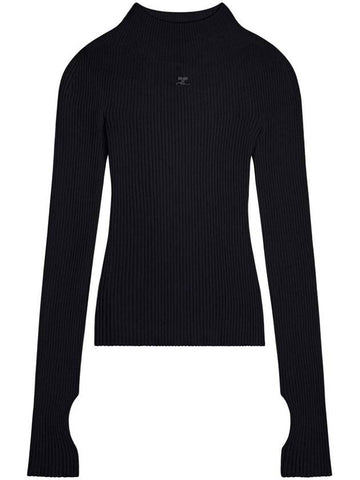 Courrèges Black Ribbed Jumper - COURREGES - BALAAN 1