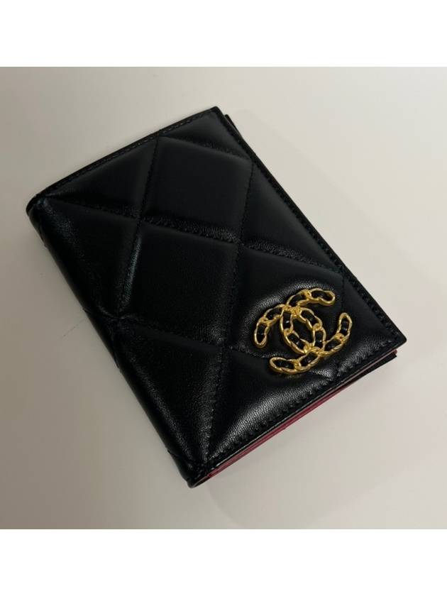 23A 19 Nineteen Quilted Passport Wallet Card Lambskin Black Gold Plated AP3363 - CHANEL - BALAAN 5