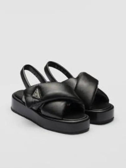 Triangular Logo Soft Padded Nappa Leather Sandals Black - PRADA - BALAAN 2