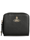 Grain Zipper Medium Gold Half Wallet Black - VIVIENNE WESTWOOD - BALAAN 3