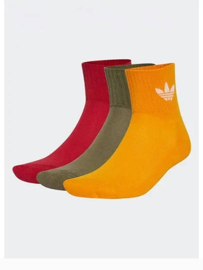 Logo Mid Cut Crew Socks 3 Pack Set Mix Color - ADIDAS - BALAAN 2