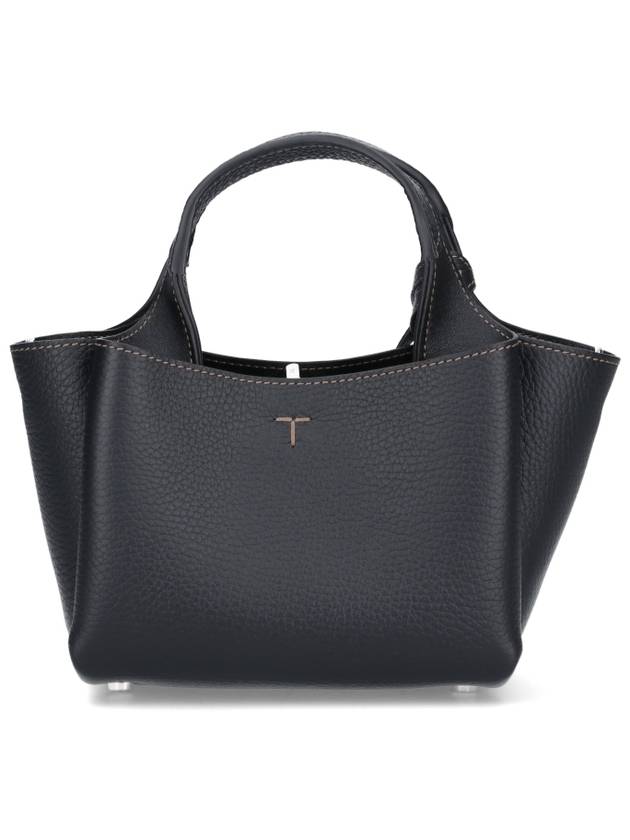 Micro Leather Tote Bag Black - TOD'S - BALAAN 4