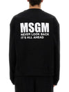 Logo Print Cotton Sweatshirt Black - MSGM - BALAAN 4