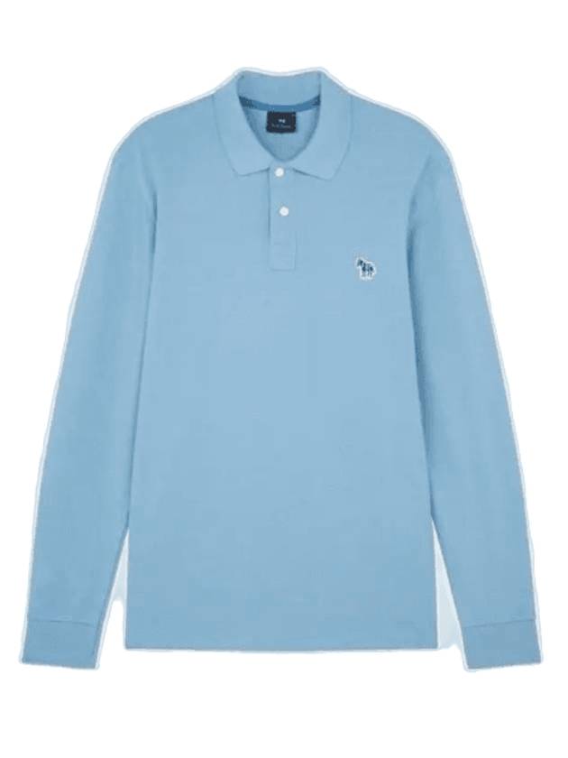 Zebra Logo Long Sleeve Polo Shirt Blue - PAUL SMITH - BALAAN 1