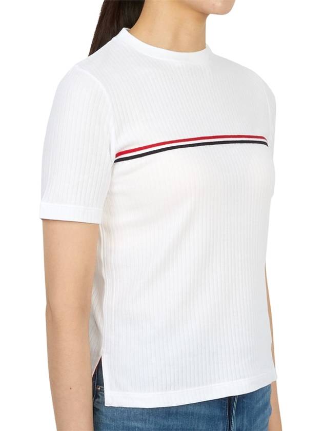 Women's High Twist Rip Stripe Short Sleeve T Shirt White - THOM BROWNE - BALAAN 4